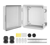 CHENGPI Boitier Electrique Étanche,Boite de Derivation Electrique avec Couvercle à Charnière,IP66 Boîte de Jonction en Plastique ABS,Coffret Électrique 210x210x130MM