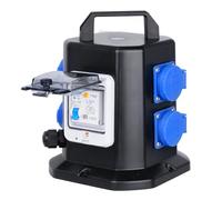 CHENGPI Coffret Électrique de Chantier avec Disjoncteur,Distributeur D'alimentation Portable avec Schuko Socket 250V/16A, Répartiteur de Courant - idéal pour la Construction et L'extérieu