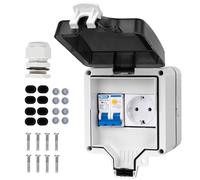 CHENGPI Coffret Electrique Etanche,Boîte de Distribution en Plastique avec Protection Contre les Fuites 16A et Prise, Boitier Etanche Electrique Exterieur Montage en Surface étanche IP66 | 4 Modules