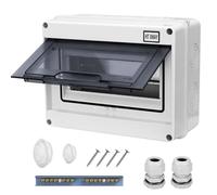 CHENGPI Coffret Electrique Etanche, Boitier Etanche Electrique Exterieur avec Barres En Cuivre, Boitier Electrique IP65 pour Maison/Bureau, Tableau Electrique 1 Rangée pour 8 Modules HT