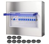 CHENGPI Coffret Electrique Etanche Exterieur,Boite Etanche Electrique Exterieur avec Interrupteur,Armoire en Acier Inoxydable avec Panneau Isolant - Tableau électrique pré-équipé |12 Modules