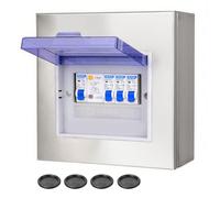CHENGPI Coffret Electrique Etanche Exterieur,Boite Etanche Electrique Exterieur avec Interrupteur,Armoire en Acier Inoxydable avec Panneau Isolant - Tableau électrique pré-équipé |6 Modules