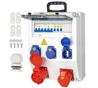 CHENGPI Coffret Electrique IP65 avec Prises schuko et prises CEE,Prise Exterieure Etanche Coffret de Chantier,Distributeur de Courant Électrique avec Disjoncteur pour Usage Extérieur et Intérieur