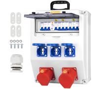 CHENGPI Coffret Electrique IP65 avec Prises schuko et prises CEE,Prise Exterieure Etanche Coffret de Chantier,Distributeur de Courant Électrique avec Disjoncteur pour Usage Extérieur et Intérieur