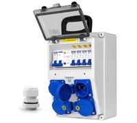 CHENGPI Coffret Electrique IP65 avec Prises schuko et prises CEE,Prise Exterieure Etanche Coffret de Chantier,Distributeur de Courant Électrique avec Disjoncteur pour Usage Extérieur et Intérieur