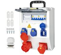 CHENGPI Coffret Electrique IP65 avec Prises schuko et prises CEE,Prise Exterieure Etanche Coffret de Chantier,Distributeur de Courant Électrique avec Disjoncteur pour Usage Extérieur et Intérieur
