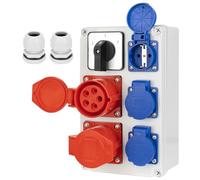 CHENGPI Distributeur D'alimentation Mural,Répartiteur de Courant Mural, Indice D'étanchéité IP54, Distributeur de Courant de Chantier,Prise Tableau électrique Avec Couvercle de Protectionp