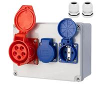 CHENGPI Distributeur D'alimentation Mural,Répartiteur de Courant Mural, Indice D'étanchéité IP54, Distributeur de Courant de Chantier,Prise Tableau électrique Avec Couvercle de Protectionp