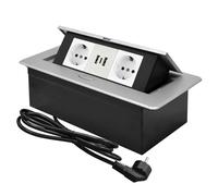 CHENGPI Multiprise Encastrable Plan de Travail,Bloc Prise Escamotable avec 2 Prises et Port USB et Port TypeC,Prise Plan de Travail Cuisine,1.8M Câble