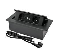 CHENGPI Multiprise Encastrable Plan de Travail,Bloc Prise Escamotable avec 2 Prises et Port USB et Port TypeC,Prise Plan de Travail Cuisine,1.8M Câble