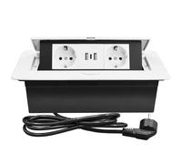 CHENGPI Multiprise Encastrable Plan de Travail,Bloc Prise Escamotable avec 2 Prises et Port USB et Port TypeC,Prise Plan de Travail Cuisine,1.8M Câble