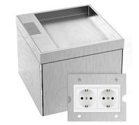 CHENGPI Prise Electrique Intérieure, Prise Exterieure Etanche Encastrable avec Fiche AC 250V/16A, Prise de Courant Encastrée Étanche en Acier Inoxydable, pour la Maison, le Bureau/le Marbre