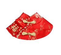 chengshao Costume de Style Chinois for Animal Compagnie, Chat, Chien, Festival Printemps, Cape, enveloppe Rouge, Collier noël et Nouvel an, nœud Papillon(Red 3pcs,XS(Old))