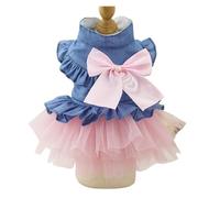 chengshao Denim Sphynx Chat Robe Jupe été Fille Femme vêtements for Animaux de Compagnie for Chats Gotas Chaton Garfield Robes mascottes Costume Chien(2,XS-Suit 1-1.5kg)