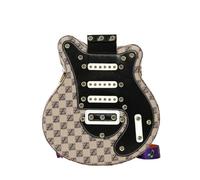 chengshao Mode guitare forme sac dur bourse en polyuréthane for les femmes Rivet personnalité conception populaire bandoulière épaule à dos main(Khaki)
