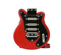 chengshao Mode guitare forme sac dur bourse en polyuréthane for les femmes Rivet personnalité conception populaire bandoulière épaule à dos main(Red)