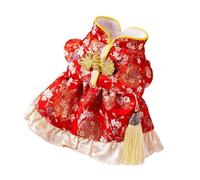 chengshao Robe de Princesse for Chien, Jupe Style Chinois, vêtements imprimés à la Mode for Chiot, Costumes Nouvel an for Chat, Chihuahua(Delo Red,XS(Old))