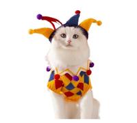 chengshao Vêtements d'hiver for Animaux de Compagnie, Pull à la Mode avec Chapeau Clown Cirque, Mignon Chiot Carreaux tricoté Chaud et Doux col roulé for Chat(Yellow and Hat,XS(Old))