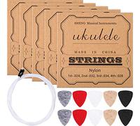 CHENGU Cordes d'Ukulélé en Nylon avec Médiators en Feutre pour Ukulélé Soprano (21 Pouces)/ Concert (23 Pouces)/ Ténor (26 Pouces) Ukulélé (5 Jeux de Cordes, 10 Médiators en Feutre)
