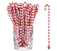Chengu Lot de 100 touillettes à boissons de Noël en vrac en plastique - Fournitures de bar à cacao chaud - Décoration de chocolat réutilisable (sucre d'orge)