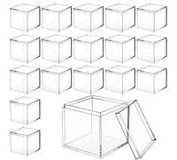 CHENGU Lot de 18 petites boîtes de rangement carrées en acrylique transparent avec couvercle pour bonbons, bijoux (5,6 x 5,6 x 5,6 cm)