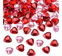 CHENGU Lot de 200 cœurs en Acrylique Rouge/Rose pour la Saint-Valentin, décoration de Table de Mariage, Dos Plat, 1,3 cm