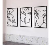 CHENGU Lot de 3 décorations murales abstraites minimalistes en métal pour cuisine, salle de bain, salon (style charmant)