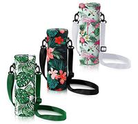 CHENGU Lot de 3 Sacs de Transport d'eau en néoprène de 25 oz avec Sangle d'épaule réglable pour Adultes Sports Gym Hiking Camping Walking, Couleur hawaïenne, Style Hawaï