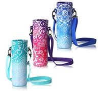 CHENGU Lot de 3 Sacs de Transport pour Bouteille d'eau en néoprène de 708,7 g avec bandoulière réglable pour Adultes, Sport, Gym, randonnée, Camping, Marche, comme sur l'image, Style Mandala