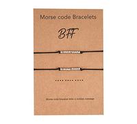 Chengxun Lot de 2 bracelets à code morse en acier inoxydable avec perles tissées à la main pour petit ami et petite amie BFF