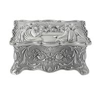 ChengyuWei Boîte eucharistique de collier de chapelet de la Cène, boîte à bijoux vintage, étui de chapelet catholique chrétien romain en velours en alliage de zinc coffre (Petite taille)