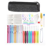 ChengyuWei Crochet Hooks Set, Aluminum Alloy Knitting with Soft Ergonomic Handle, Portable Weaving Tools for Handicraft Lovers, Includes 35 Hooks, Storage and Accessories
