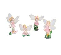 ChengyuWei Flower Fairies Figurines, 4Pcs Fairy Statues Set, Miniature Moss Landscape Decor for Home Garden, Fairy Figures with Lifelike, for Birthday Holiday
