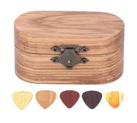ChengyuWei Pick de Guitare en Bois et Coffret, Rangement de Choix de Guitare en Bois avec des Choix de 5pcs, Casse de Choix verrouillable Compact pour Basse de Guitare électrique Acoustique,