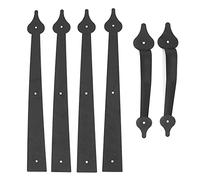 ChengyuWei Poignée de porte de garage en acier au carbone avec charnière décorative, poignée noire mat givré pour cabanon, porte de garage, porte de grange ; kit de quincaillerie durable à