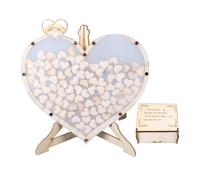 ChengyuWei Wooden Wedding Frame Guest Book Drop Box with Stand, 80 Wooden Hearts Wedding Signs Guest Book, Romantic Heart for Wedding Reception Ceremony, Pine Wood and Acrylic