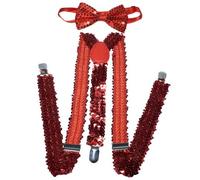 CHENGZI Bretelles à paillettes avec nœud papillon en Y, Rouge, taille unique