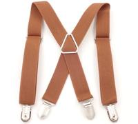 CHENGZI Bretelles pour enfants avec 4 clips en acier inoxydable et élastique robuste avec clips en métal solide pour garçons et filles, marron, taille unique