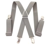 CHENGZI Bretelles pour enfants avec 4 clips en acier inoxydable réglables et élastiques robustes avec clips métalliques solides pour garçons et filles, gris, taille unique