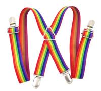 CHENGZI Bretelles pour enfants avec 4 clips en acier inoxydable réglables et élastiques robustes avec clips métalliques solides pour garçons et filles, Arc-en-ciel, taille unique