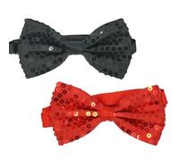 CHENGZI Nœud papillon à paillettes unies réfléchissants pour fête - Accessoires de fête - Perles incrustées - Accessoire de performance, Rouge + noir., W7/L12cm