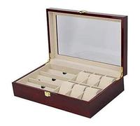 CHENHOJU 34cm/13.3in Wooden Watch Box with Mirror, Jewelry Storage Box for Watch Bracelet Collection Display Coffret cadeau