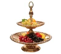 CHENHOJU European Glass Fruit Bowl,Double-Layer Fruit Tray,Dessert Display Stand,Candy Nuts Snack Serving Storage Trays,Coffee Table Ornaments