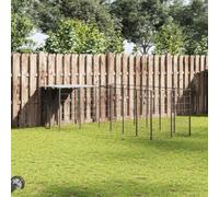 Chenil Acier Noir 4,84 m² | Toit Polyéthylène Résistant Eau, Porte Verrouillable, Enclos Jeu Extérieur Chien