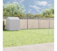 Chenil argenté 10 x 10 x 2,5 m, enclos d'extérieur pour petits animaux 10 x 10 x 2,5 m avec toit en acier galvanisé