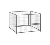 Chenil Argenté 100x100x70 cm Acier Enclos pour Chiots Cage Extérieur 150792