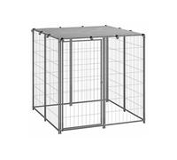 Chenil Argenté 110x110x110 cm Acier Cage pour Chien Chiots Extérieur 150785