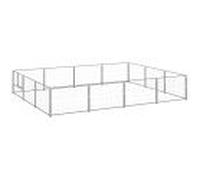 Chenil Argenté 12 m² Acier Cage Animaux Enclos pour Chiot Extérieur
