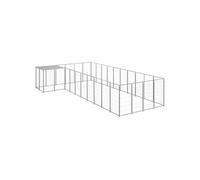 Chenil Argenté 13,31 m² Acier Enclos pour Chiots Cage Chiens Extérieur 3082244