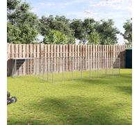 Chenil Argenté 15,73 m² Acier | Enclos chien robuste, Toit polyéthylène imperméable, Porte verrouillable, Jeu extérieur